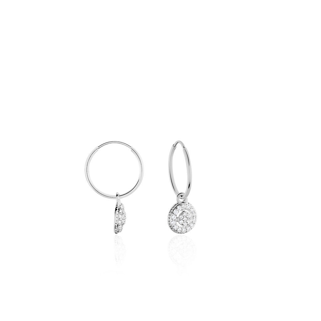 Créoles Lulu Or Blanc Oxyde - Boucles d'oreilles créoles Femme | Histoire d’Or