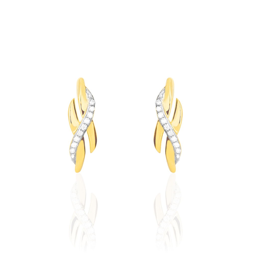 Boucles D'oreilles Puces Ester Or Jaune Diamant - Clous d'oreilles Femme | Histoire d’Or