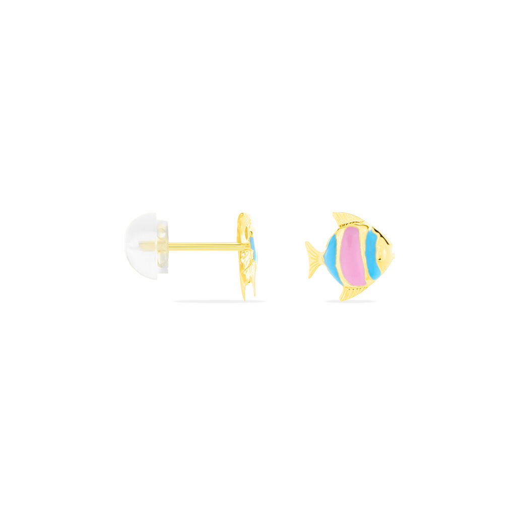 Boucles D'oreilles Puces Poisson Or Jaune - Clous d'oreilles Enfant | Histoire d’Or