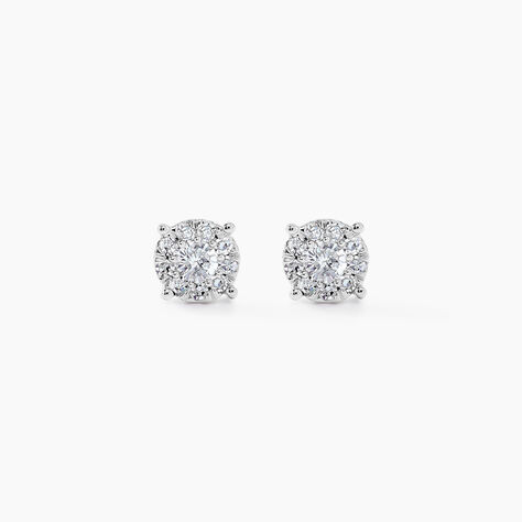 Boucles D'oreilles Puces Artemis Or Blanc Diamant - Clous d'oreilles Femme | Histoire d&rsquo;Or