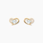 Boucles D'Oreilles Puces Creighton Argent Dor&eacute; A L'Or 750/1000 Topaze Oxyde De Zirconium - Clous d'oreilles Femme | Histoire d&rsquo;Or