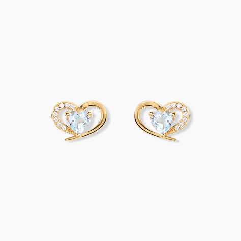 Boucles D'Oreilles Puces Creighton Argent Dor&eacute; A L'Or 750/1000 Topaze Oxyde De Zirconium - Clous d'oreilles Femme | Histoire d&rsquo;Or