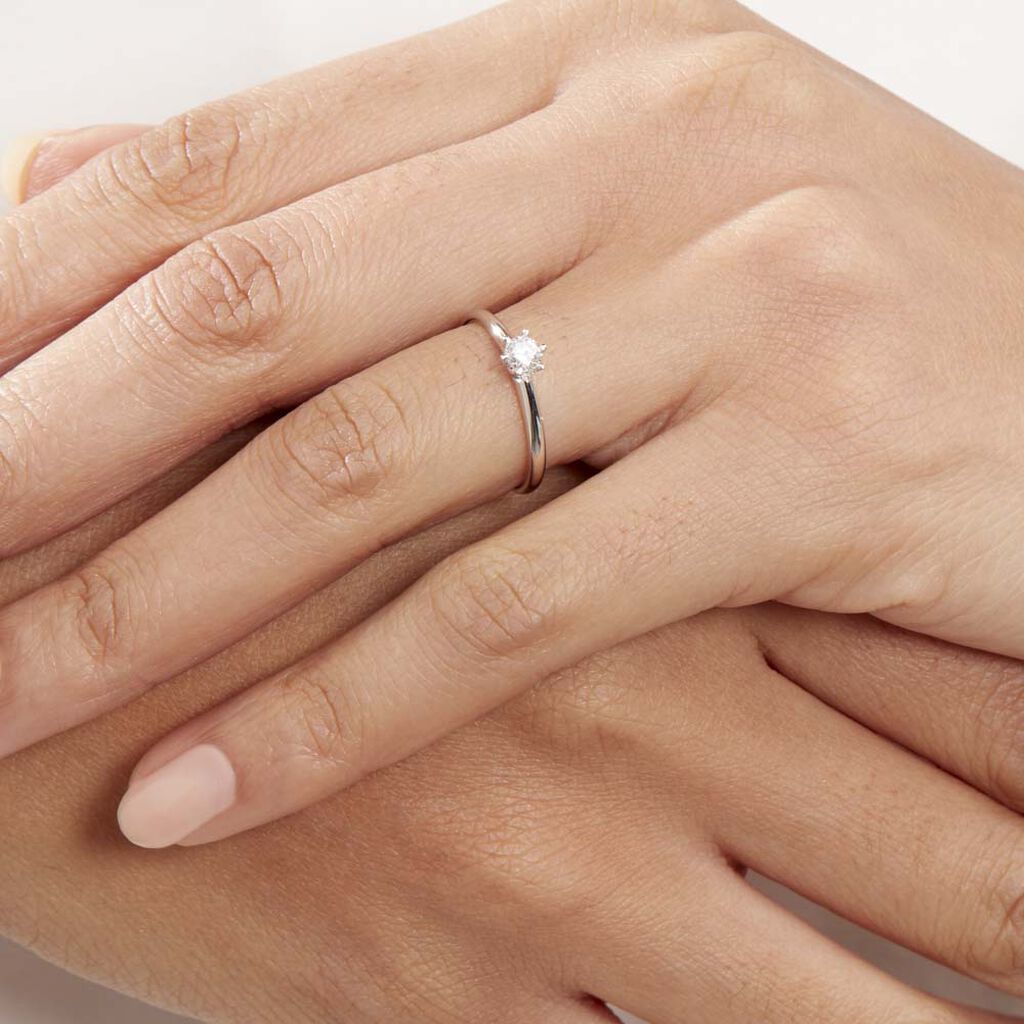 Bague Solitaire Samantha Or Blanc Diamant - Bagues solitaires Femme | Histoire d’Or