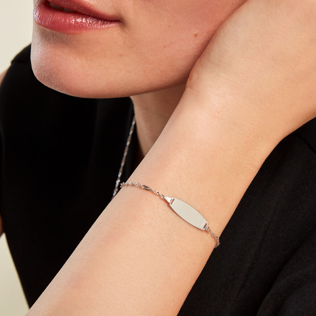 Bracelet Identitée Myline Argent Blanc - Gourmettes Femme | Histoire d’Or