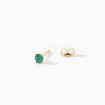 Boucles D'Oreilles Puces Onora Or Jaune Emeraude - Clous d'oreilles Femme | Histoire d&rsquo;Or