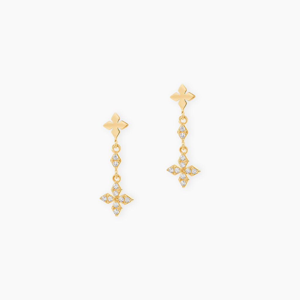 Boucles D'Oreilles Pendantes Aroldo Or Jaune Oxyde De Zirconium - Boucles d'oreilles pendantes Femme | Histoire d&rsquo;Or