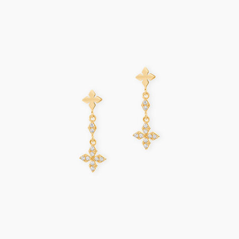 Boucles D'Oreilles Pendantes Aroldo Or Jaune Oxyde De Zirconium - Boucles d'oreilles pendantes Femme | Histoire d&rsquo;Or