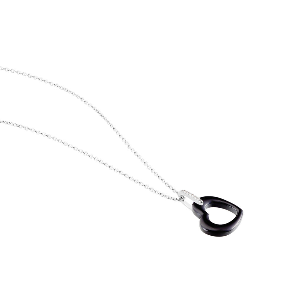 Collier Elodie Argent Blanc Oxyde De Zirconium Et Céramique - Colliers Coeur Femme | Histoire d’Or