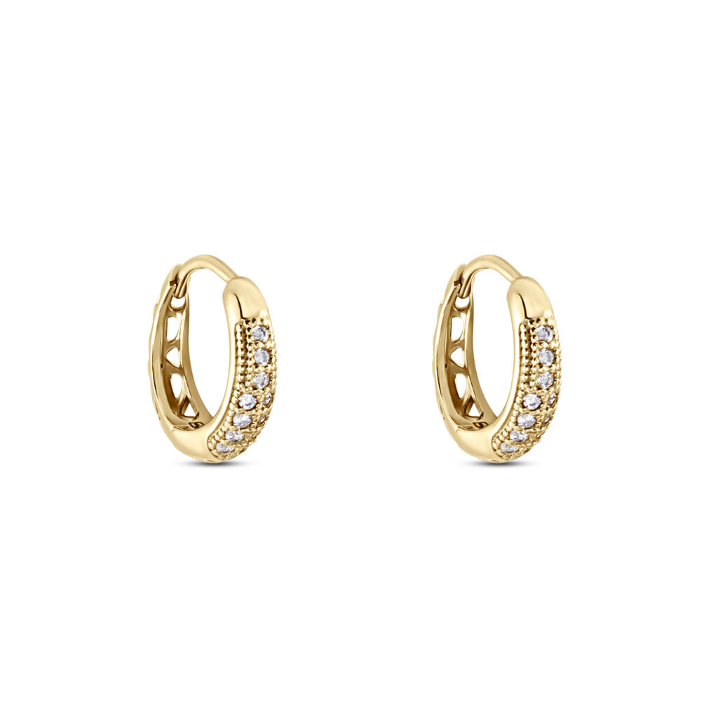 Créoles Sahar Plaqué Or Jaune Oxyde De Zirconium - Boucles d'oreilles créoles Femme | Histoire d’Or