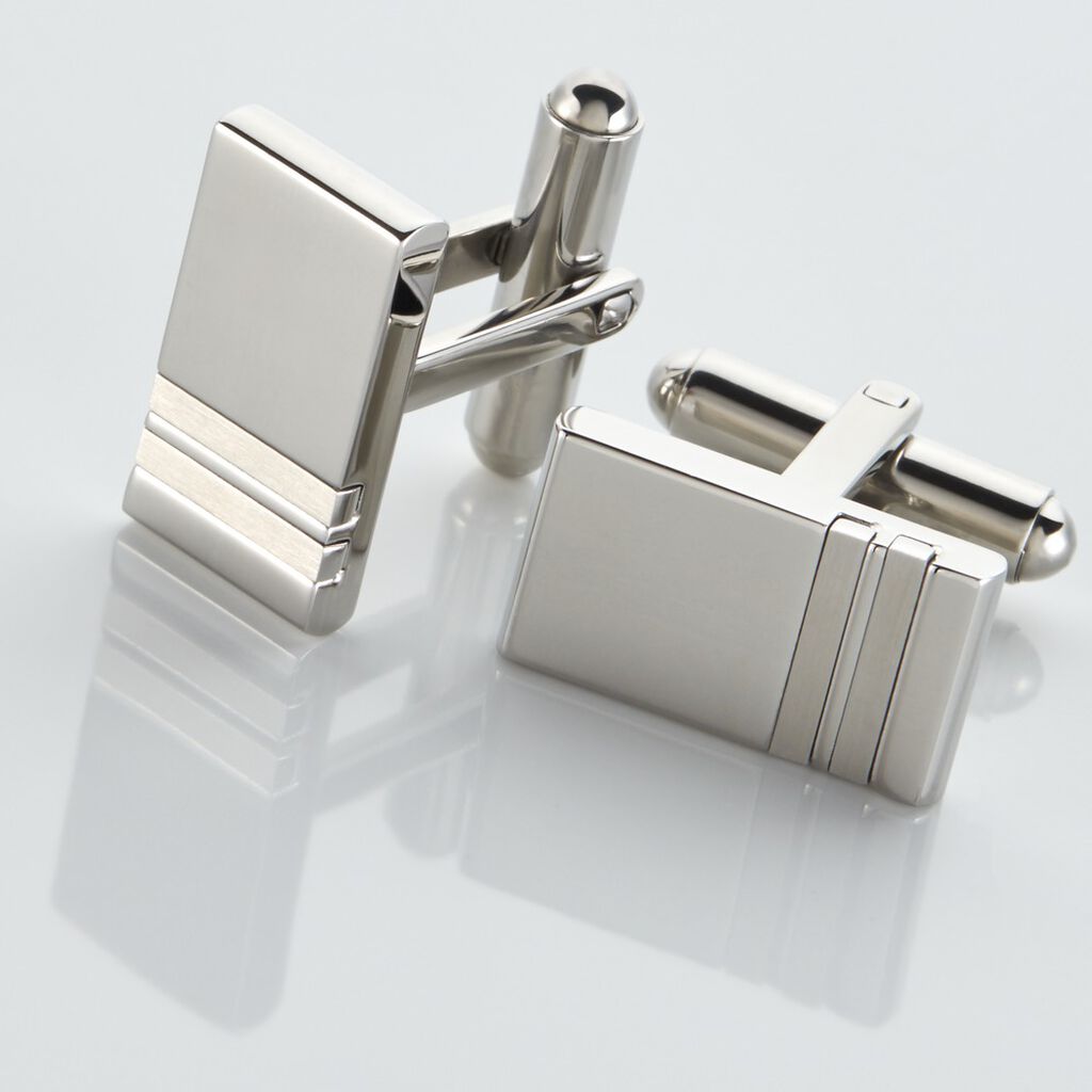 Boutons De Manchette Acier Blanc Moritz - Boutons de manchette Homme | Histoire d’Or