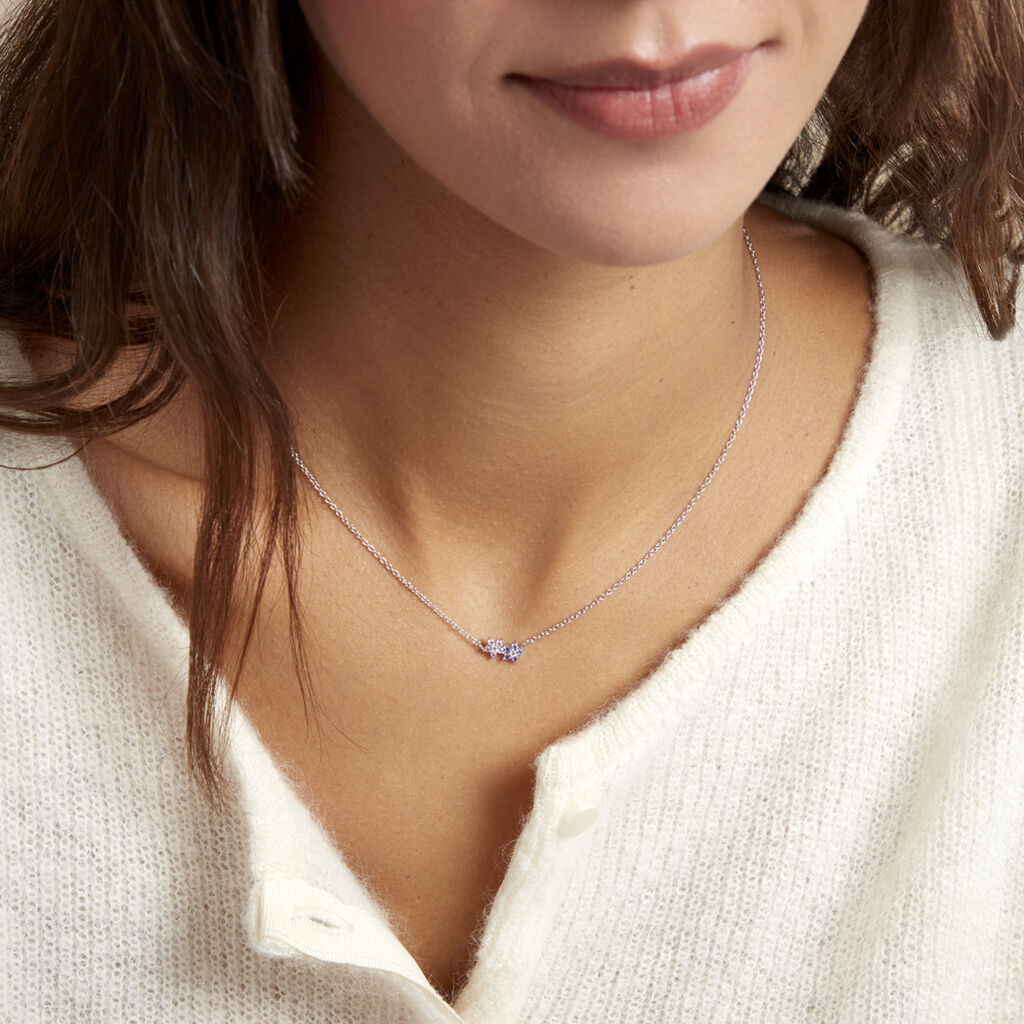Collier Purple Bloom Argent Blanc Oxyde De Zirconium - Colliers fantaisie Femme | Histoire d’Or