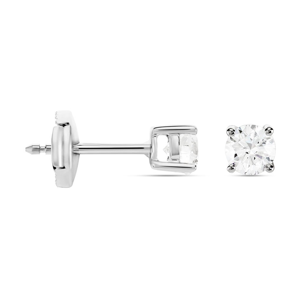 Boucles D'oreilles Puces Aphrodite Platine Blanc Diamant - Clous d'oreilles Homme | Histoire d&rsquo;Or