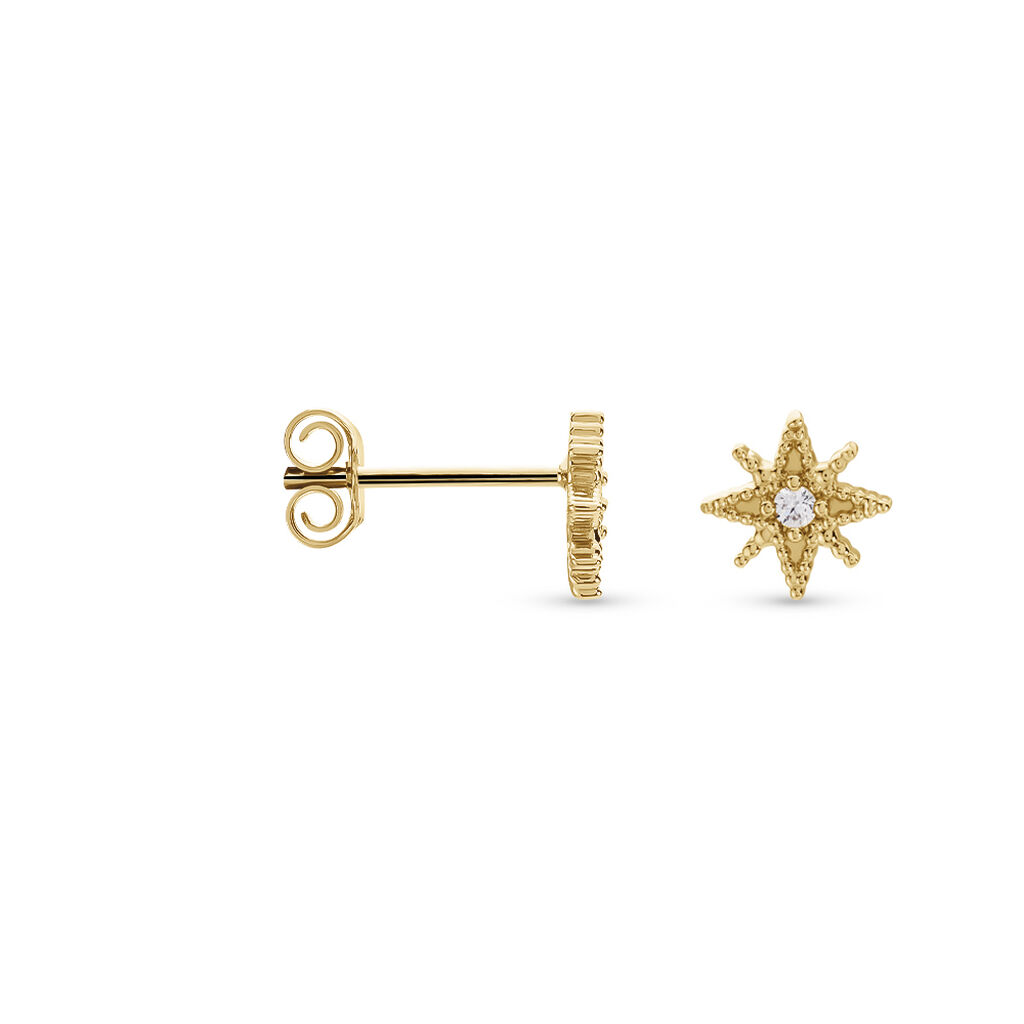 Boucles D'oreilles Puces Frea Plaqué Or Jaune Oxyde De Zirconium - Boucles d'Oreilles Etoile Femme | Histoire d’Or