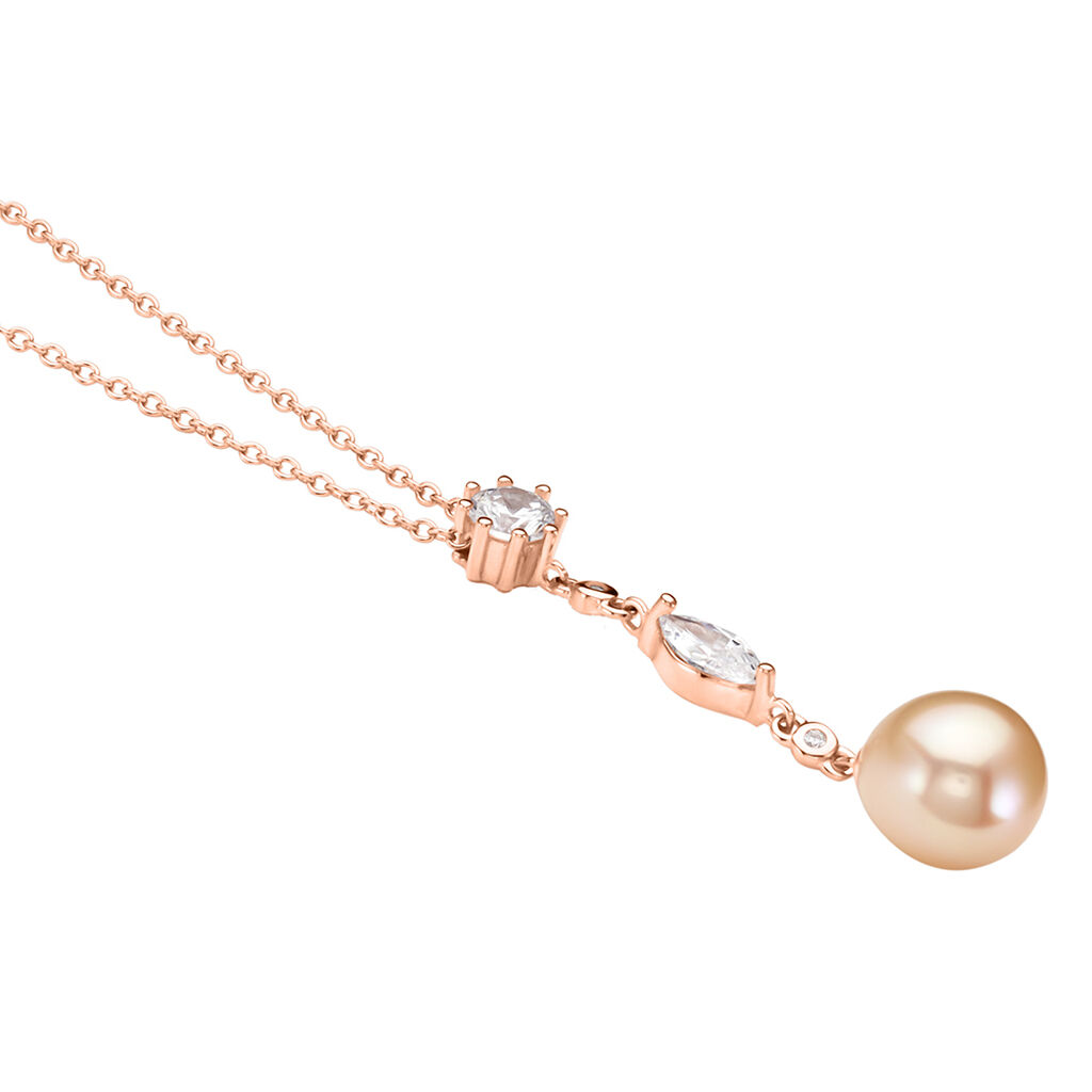 Collier Lynes Argent Rose Perle De Culture Et Oxyde De Zirconium - Colliers fantaisie Femme | Histoire d&rsquo;Or