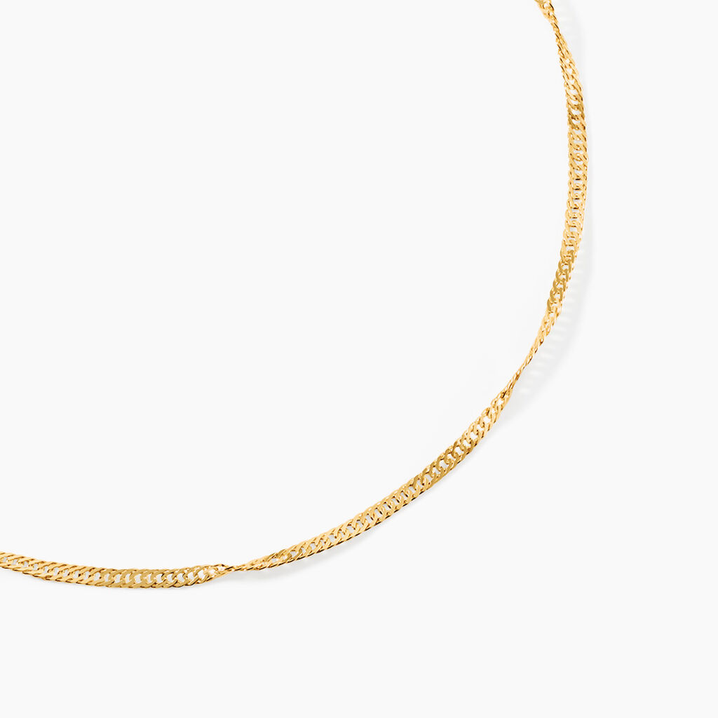 Collier Imanie Maille Singapour Argent Dor&eacute; A L'Or 750/1000 - Bijoux sans pierre Femme | Histoire d&rsquo;Or