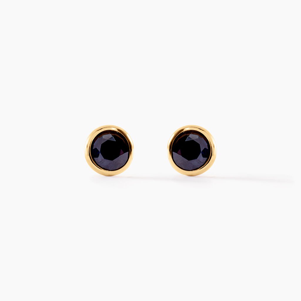 Boucles D'oreilles Puces Edy Serti Clos Or Jaune Saphir - Clous d'oreilles Femme | Histoire d&rsquo;Or