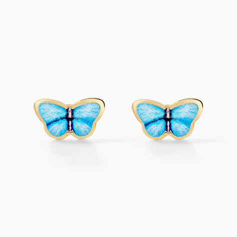 Boucles D'oreilles Puces Sulivia Papillon Or Jaune - Clous d'oreilles Enfant | Histoire d&rsquo;Or