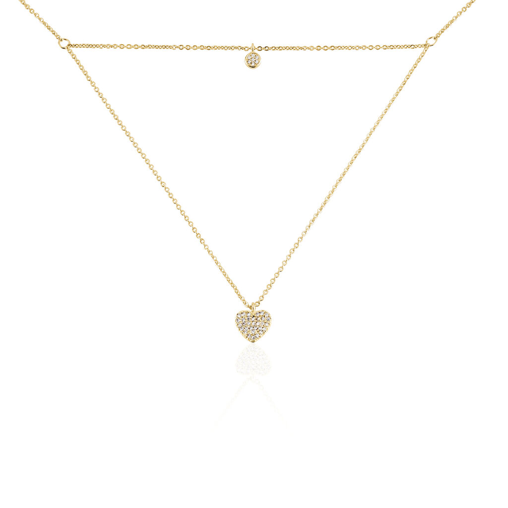Collier Plaqué Or Jaune Dev Oxyde De Zirconium - Colliers doubles et triples chaînes Femme | Histoire d’Or
