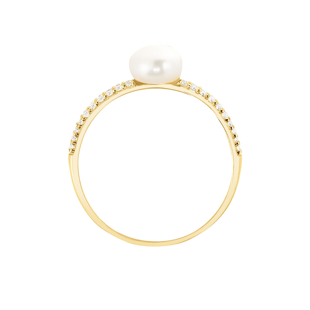 Bague Maria-francoise Or Jaune Perle De Culture Et Oxyde De Zirconium - Bagues solitaires Femme | Histoire d&rsquo;Or