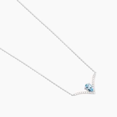 Collier Marlene Or Blanc Topaze Et Oxyde De Zirconium - Colliers Femme | Histoire d&rsquo;Or