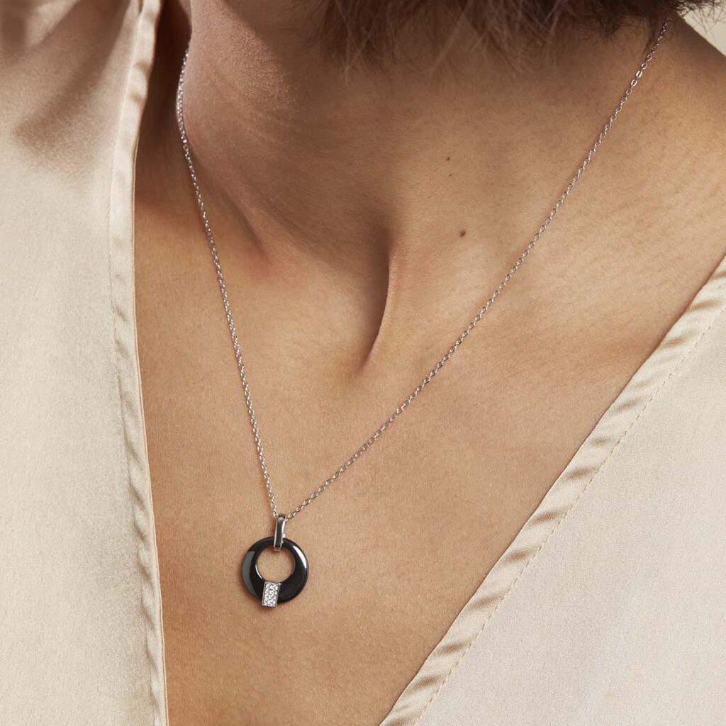 Collier Suzanne Argent Blanc Céramique Et Oxyde De Zirconium - Colliers fantaisie Femme | Histoire d’Or