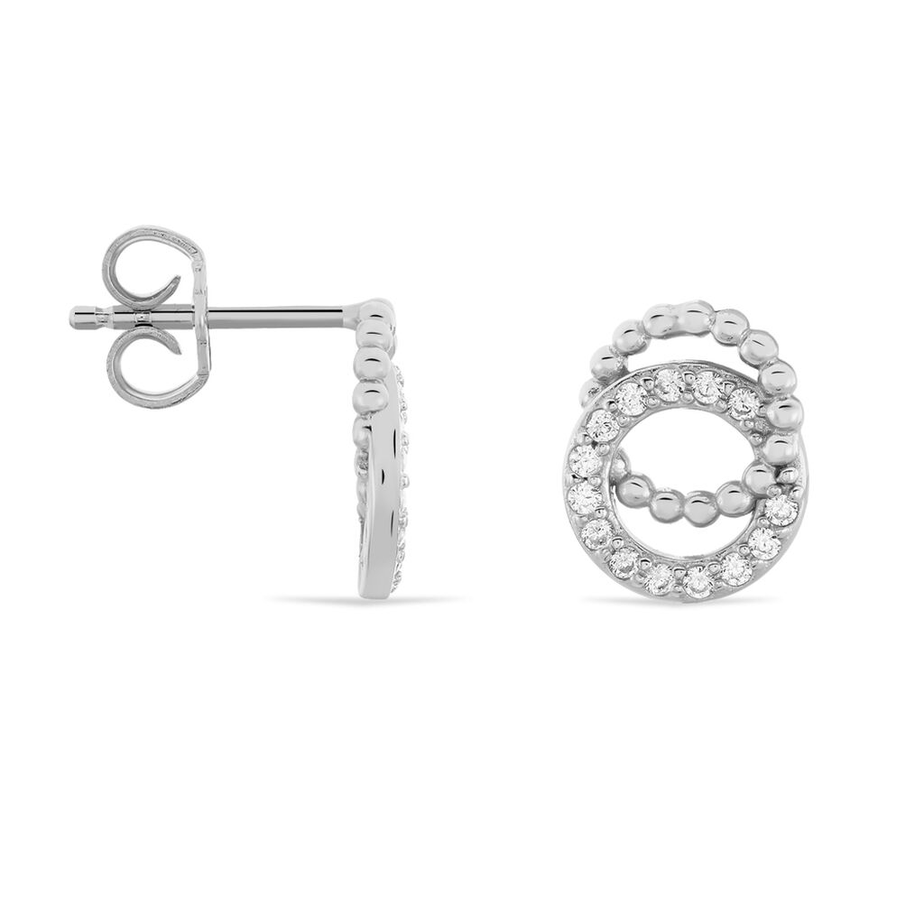 Boucles D'oreilles Puces Magou Argent Blanc Oxyde De Zirconium - Boucles d'oreilles fantaisie Femme | Histoire d’Or