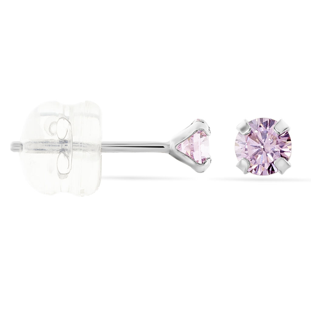 Boucles D'oreilles Puces Daria Or Blanc Oxyde De Zirconium - Clous d'oreilles Femme | Histoire d’Or