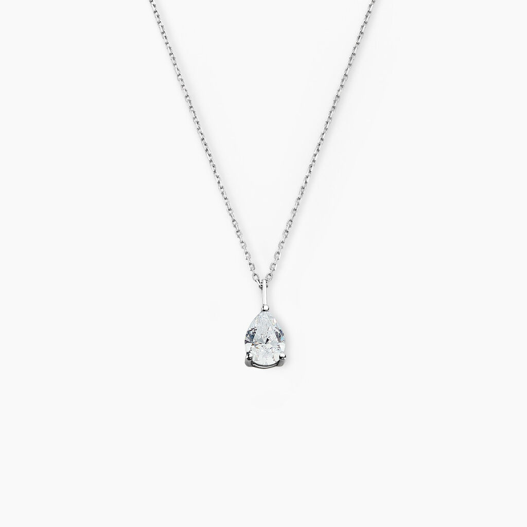 Collier Goutte Or Blanc Oxyde De Zirconium - Colliers Femme | Histoire d’Or