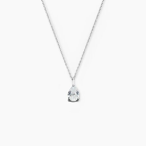 Collier Goutte Or Blanc Oxyde De Zirconium - Colliers Femme | Histoire d’Or