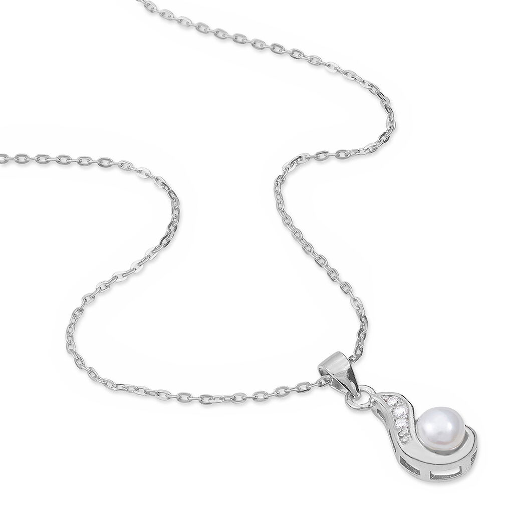 Collier Mellie Argent Blanc Perle De Culture Et Oxyde De Zirconium - Colliers fantaisie Femme | Histoire d&rsquo;Or