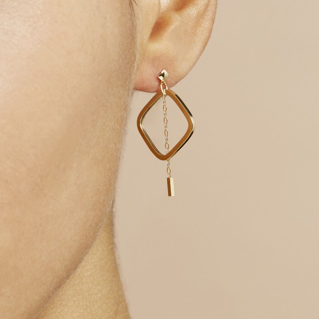 Créoles Elyette Carre Ajoure Or Jaune - Boucles d'oreilles créoles Femme | Histoire d’Or