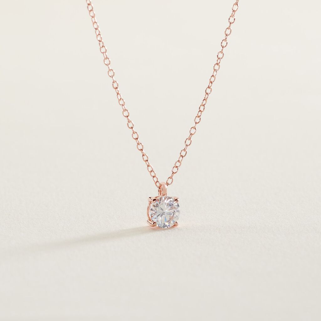 Collier Solitaire Argent Rose Lylwenn Oxyde De Zirconium - Colliers fantaisie Femme | Histoire d&rsquo;Or