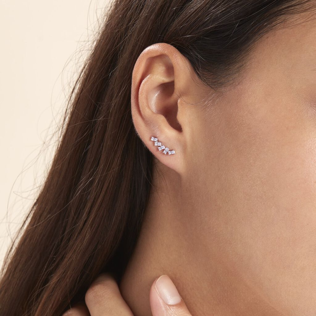 Boucles D'oreilles Grimpantes Adonia Argent Blanc Oxyde Bleu - Boucles d'oreilles fantaisie Femme | Histoire d&rsquo;Or