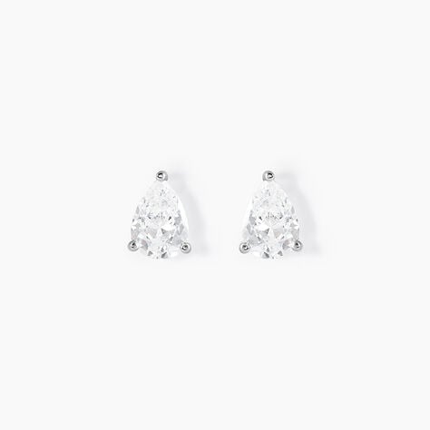 Boucles D'oreilles Puces Clarysse Argent Blanc Oxyde De Zirconium - Boucles d'oreilles fantaisie Femme | Histoire d’Or