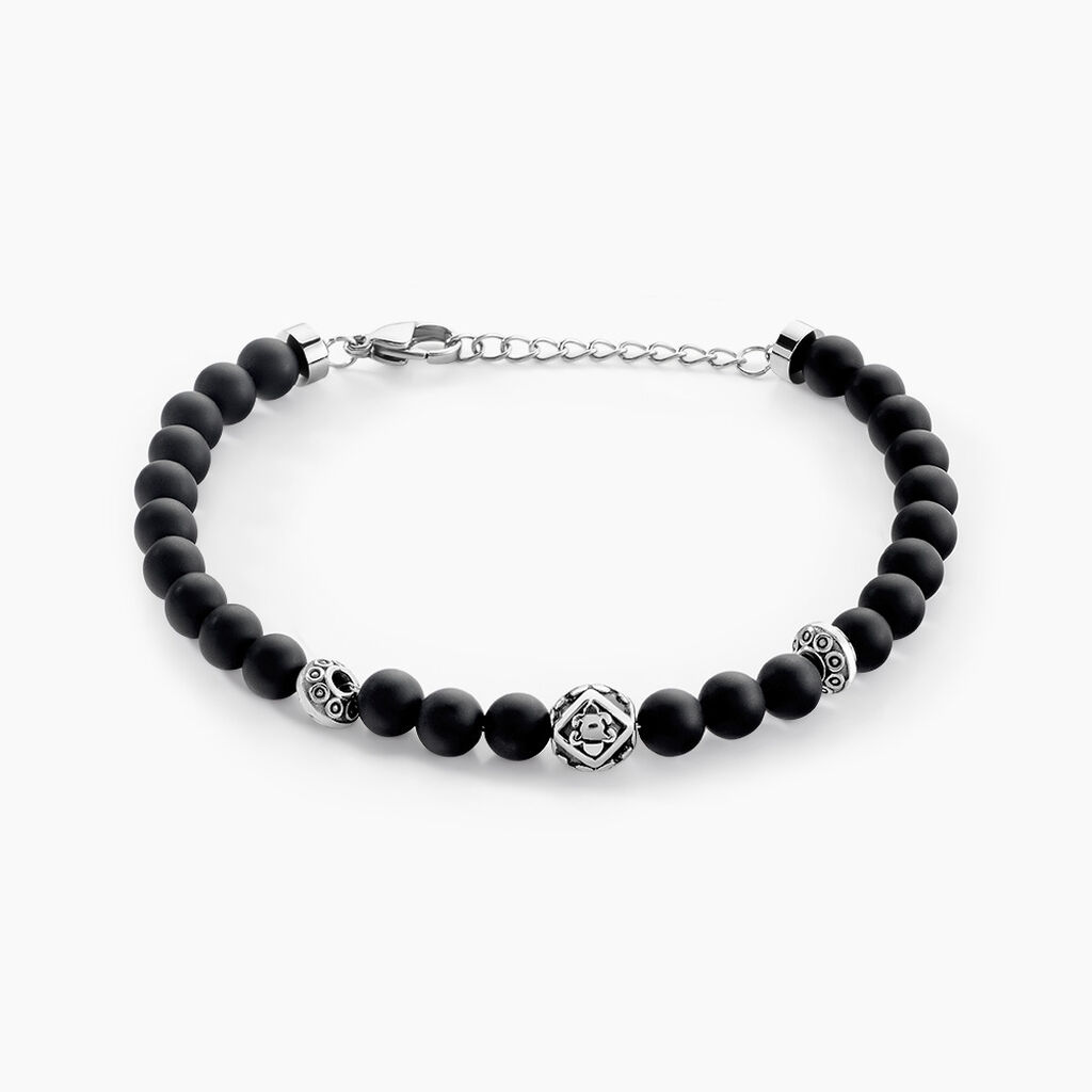 Bracelet Labhras Acier Blanc Agate - Bracelets Homme | Histoire d&rsquo;Or