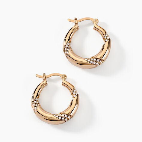 Créoles Olynda Plaqué Or Doré Oxyde De Zirconium - Boucles d'oreilles créoles Femme | Histoire d’Or