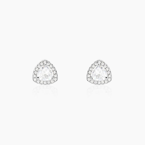 Boucles D'oreilles Puces Gorka Argent Blanc Oxyde De Zirconium - Boucles d'oreilles fantaisie Femme | Histoire d&rsquo;Or