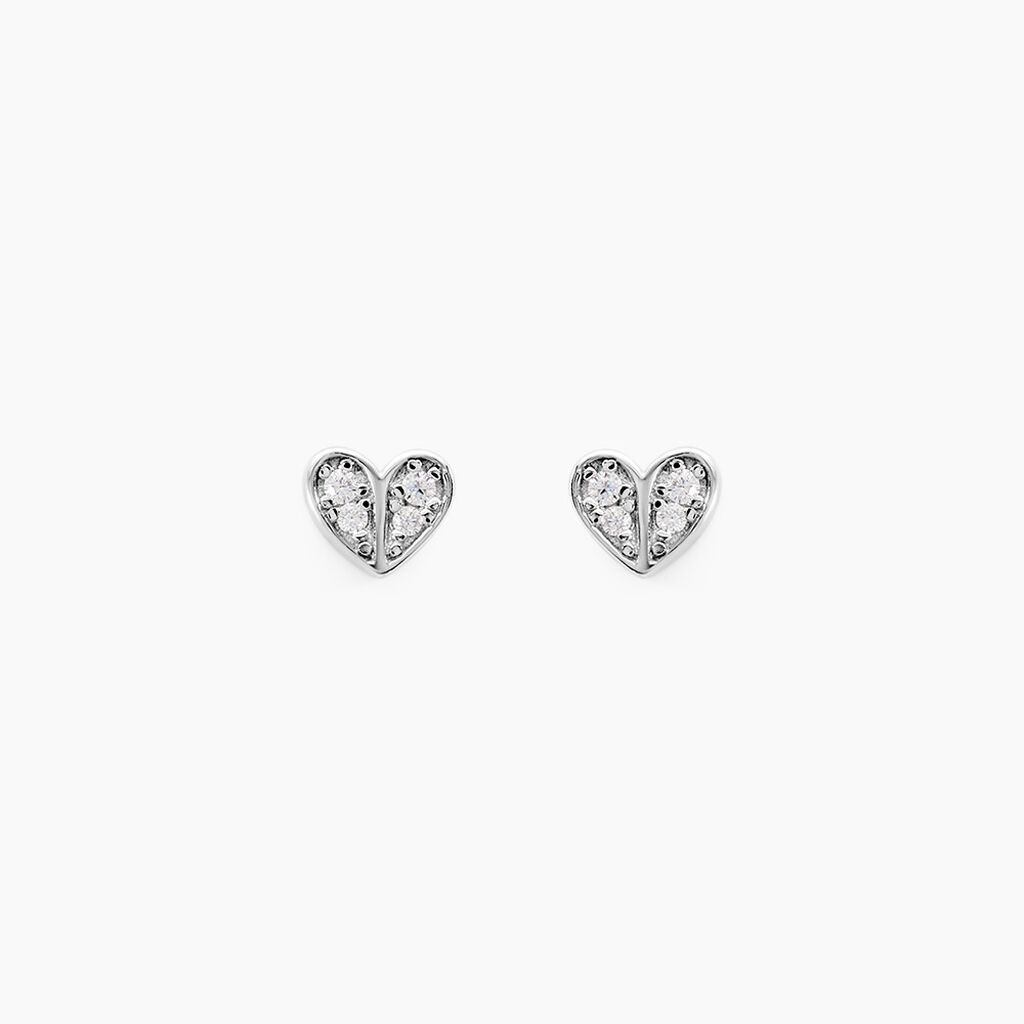 Boucles D'oreilles Puces Declaration Argent Blanc Oxyde De Zirconium - Boucles d'oreilles fantaisie Femme | Histoire d’Or