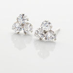 Boucles D'oreilles Puces Eleanor Fleur Or Blanc Oxyde De Zirconium - Clous d'oreilles Femme | Histoire d&rsquo;Or