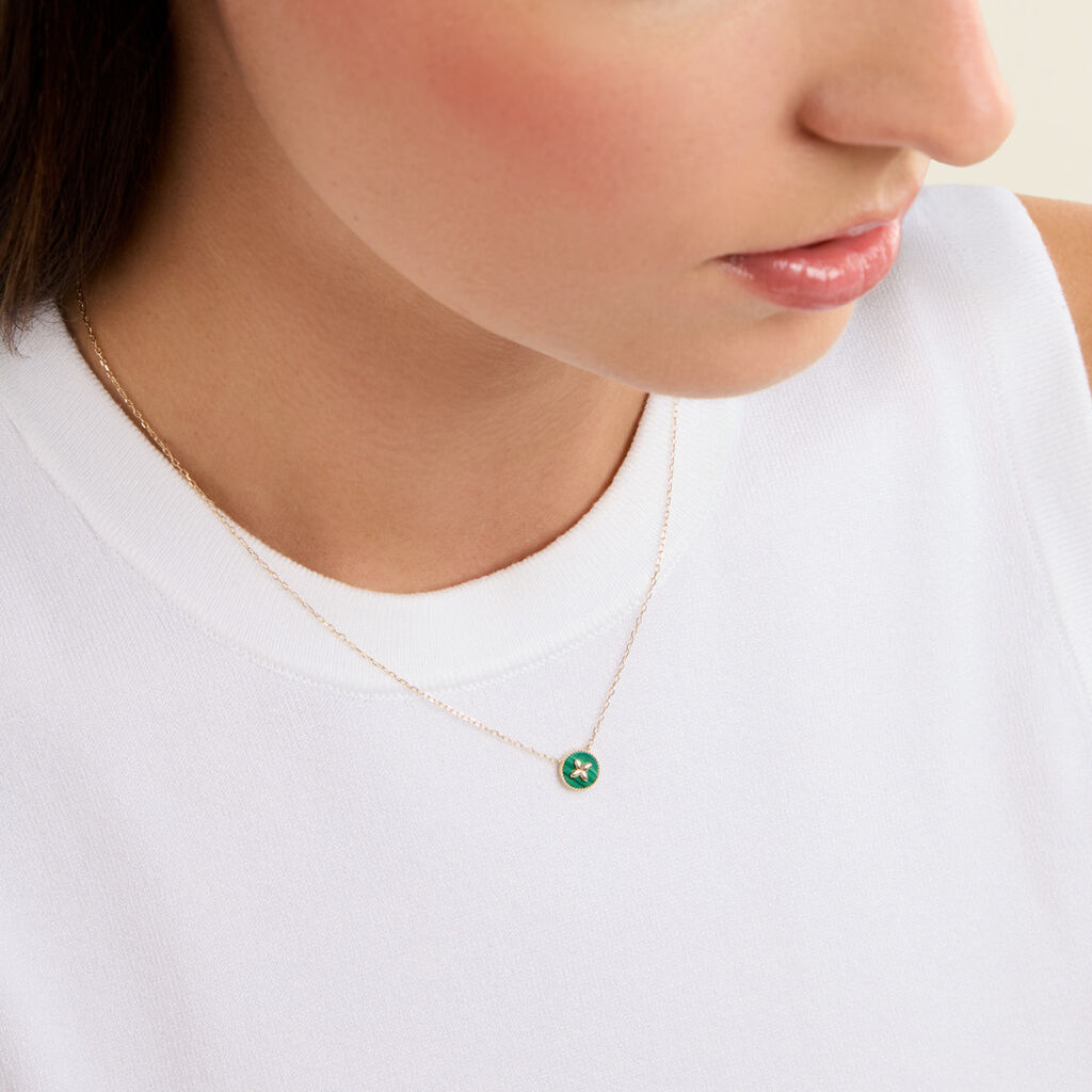 Collier Lucky Gems Or Jaune Malachite - Colliers pierre Femme | Histoire d&rsquo;Or