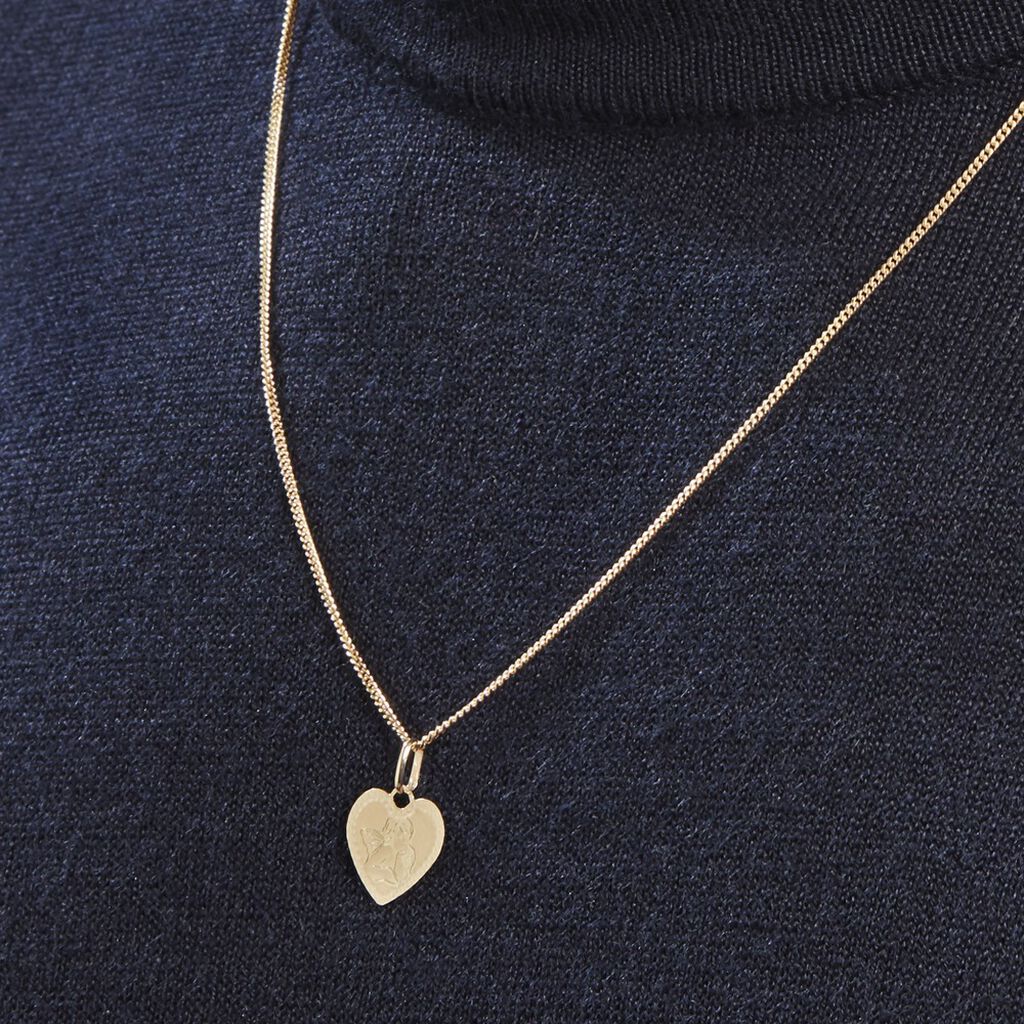 Pendentif Ange Coeur Or Jaune - Pendentifs Baptême Famille | Histoire d’Or