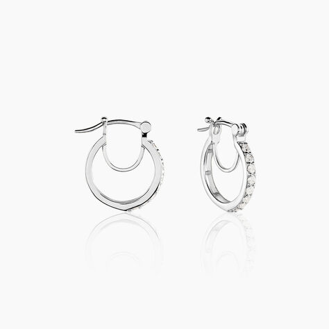 Cr&eacute;oles Pasha Argent Blanc Oxyde De Zirconium - Boucles d'oreilles cr&eacute;oles Femme | Histoire d&rsquo;Or