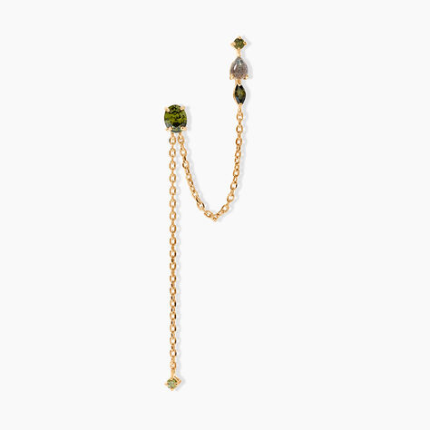 Bijou D'oreilles Angelica Plaque Or Jaune Oxyde Zirconium Labradorite - Boucles d'oreilles fantaisie Femme | Histoire d&rsquo;Or