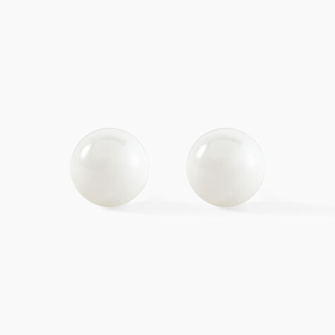 Boucles D'oreilles Puces Orbe Argent Blanc Céramique - Boucles d'oreilles fantaisie Femme | Histoire d’Or