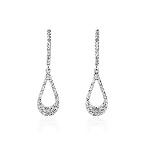 Boucles D'oreilles Pendantes Or Blanc Abilene Diamants - Boucles d'oreilles pendantes Femme | Histoire d’Or