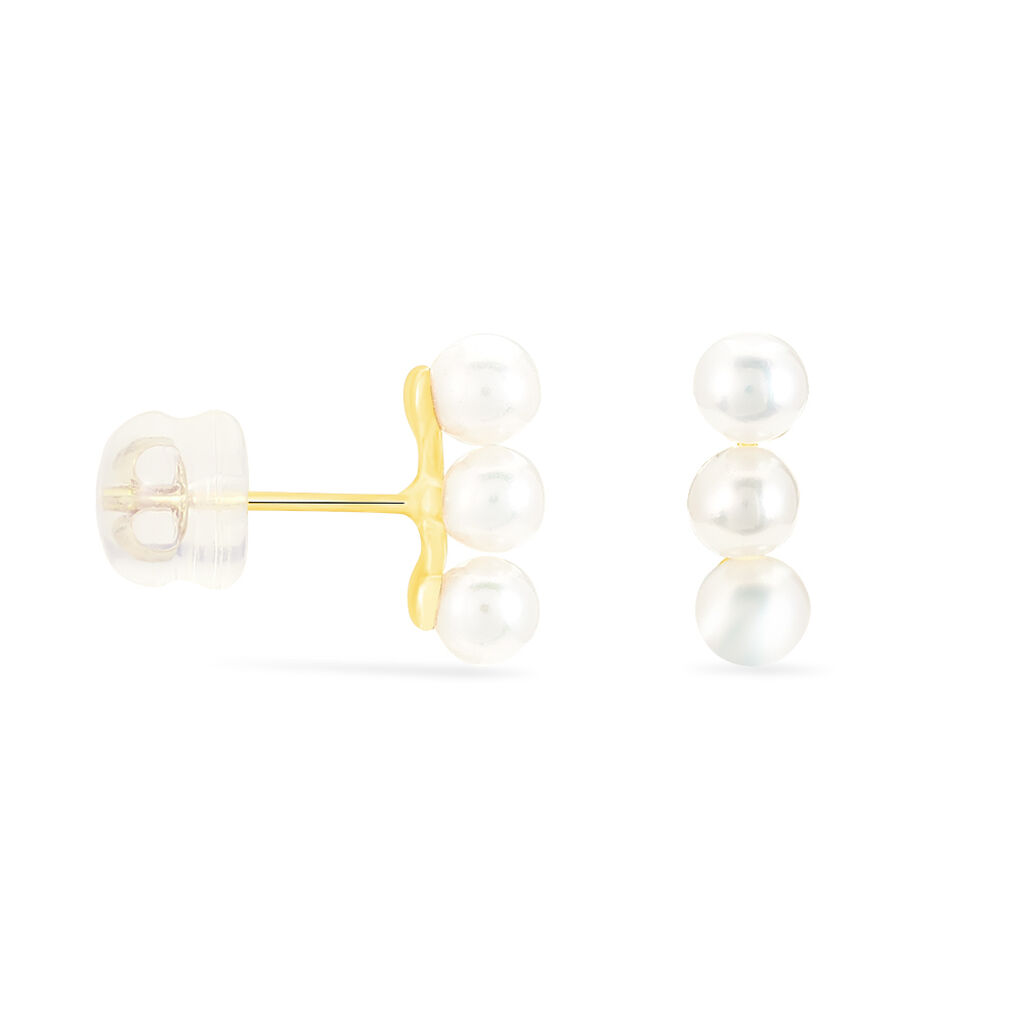 Boucles D'oreilles Puces Caitlyn Or Jaune Perle De Culture - Clous d'oreilles Femme | Histoire d’Or