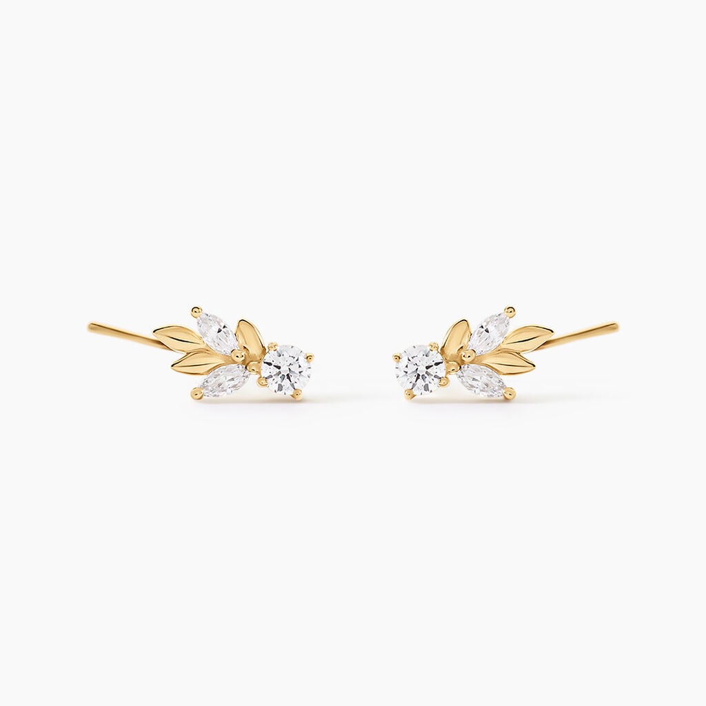 Bijoux D'Oreilles Alexine Argent Dor&eacute; A L'Or 750/1000 Oxyde De Zirconium - Ear cuffs Femme | Histoire d&rsquo;Or