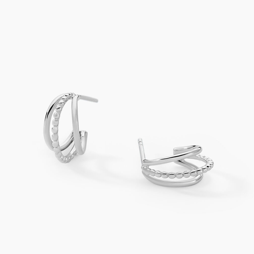 Créoles Louisette Argent Blanc - Boucles d'oreilles créoles Femme | Histoire d’Or