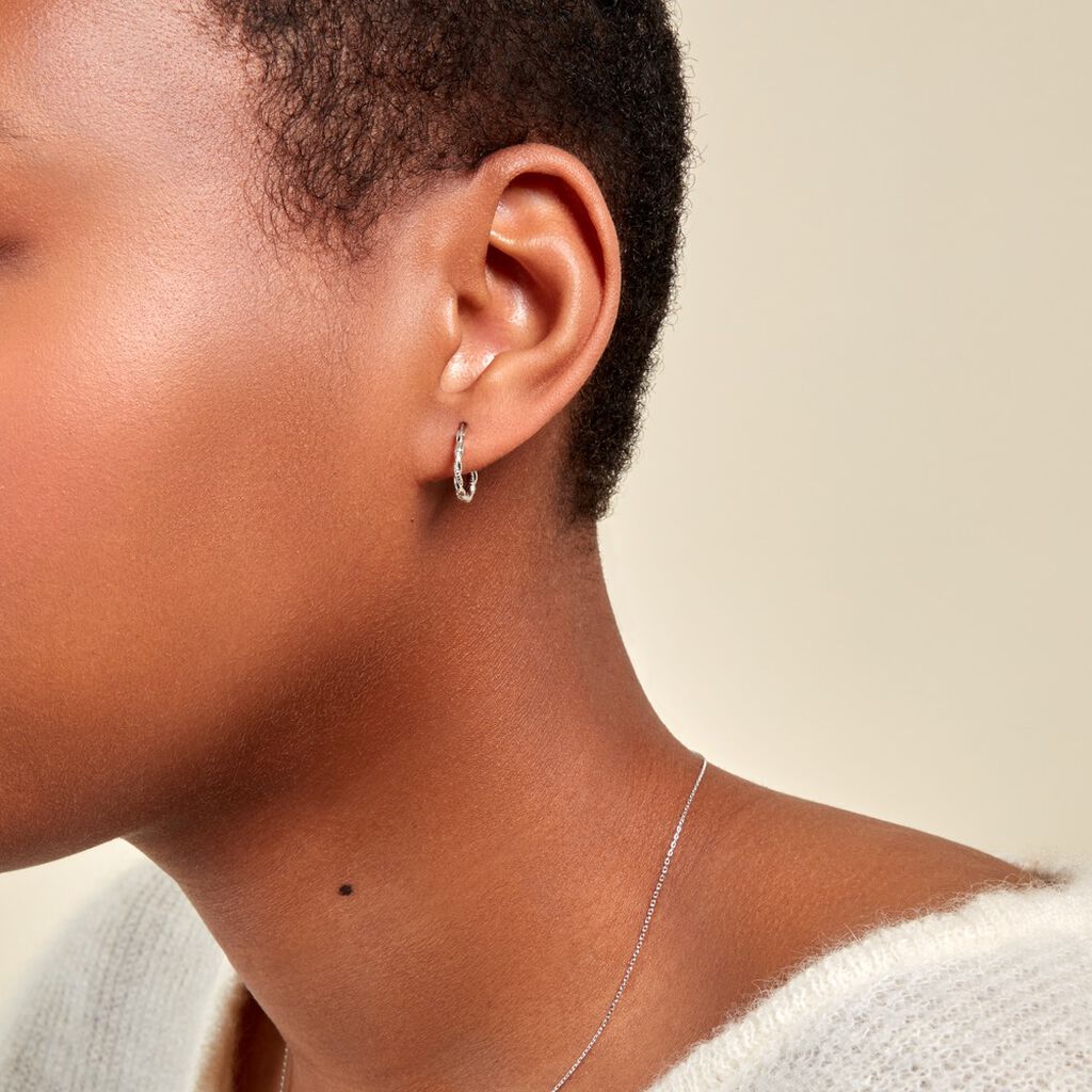 Créoles Anastasia Argent Blanc - Boucles d'oreilles créoles Femme | Histoire d’Or