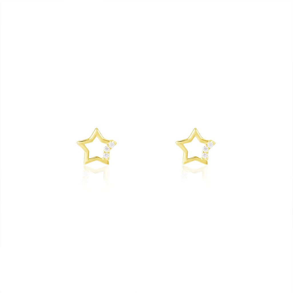 Boucles D'oreilles Puces Camomille Or Jaune Oxyde De Zirconium - Clous d'oreilles Enfant | Histoire d’Or